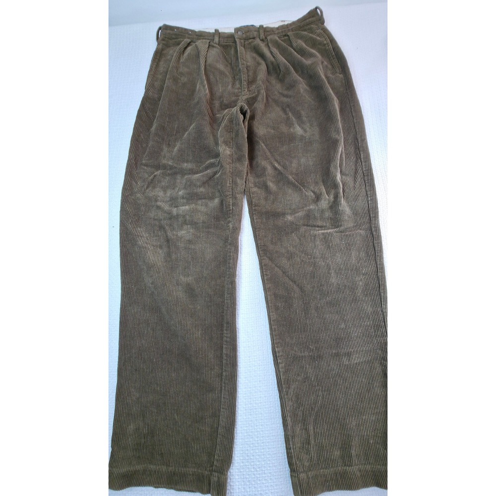 Polo Ralph Lauren Corduroy Andrew Pant Mens 38x34 Brown Pleated Excellent